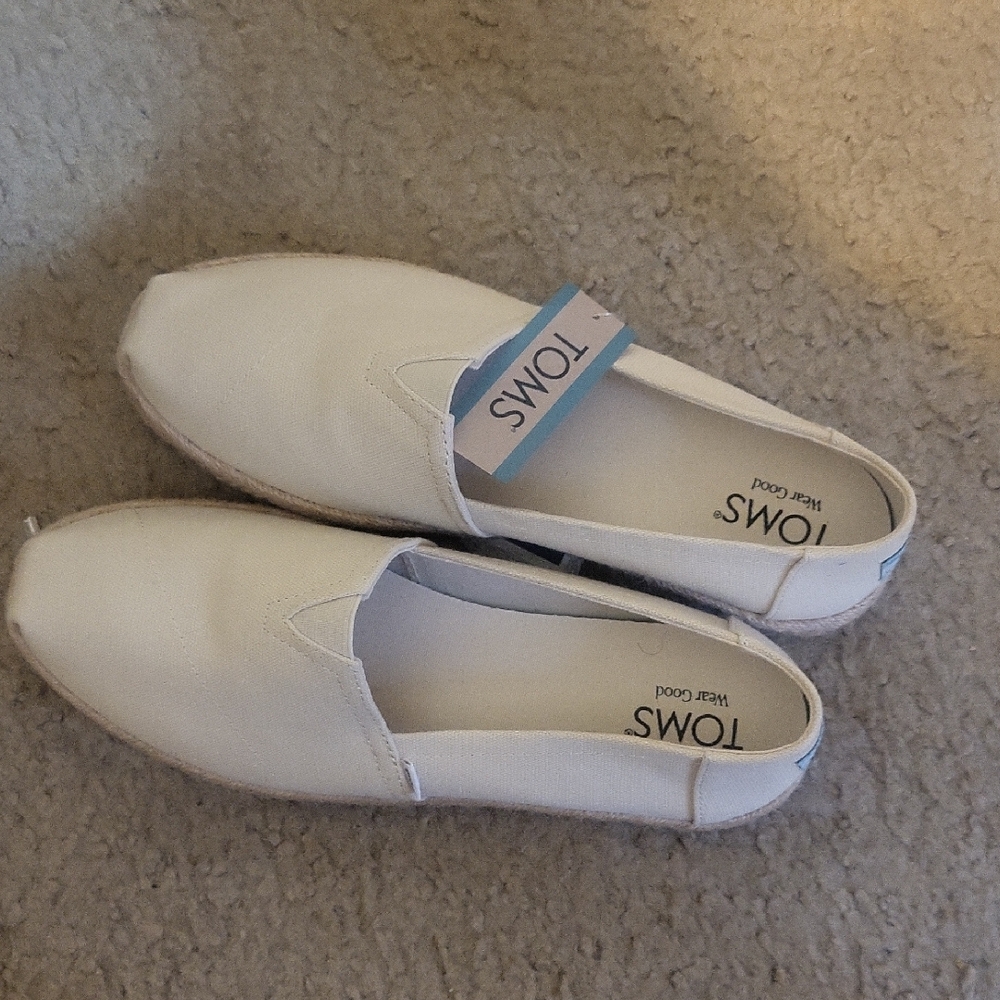 TOMS Women's White Espadrille Flats